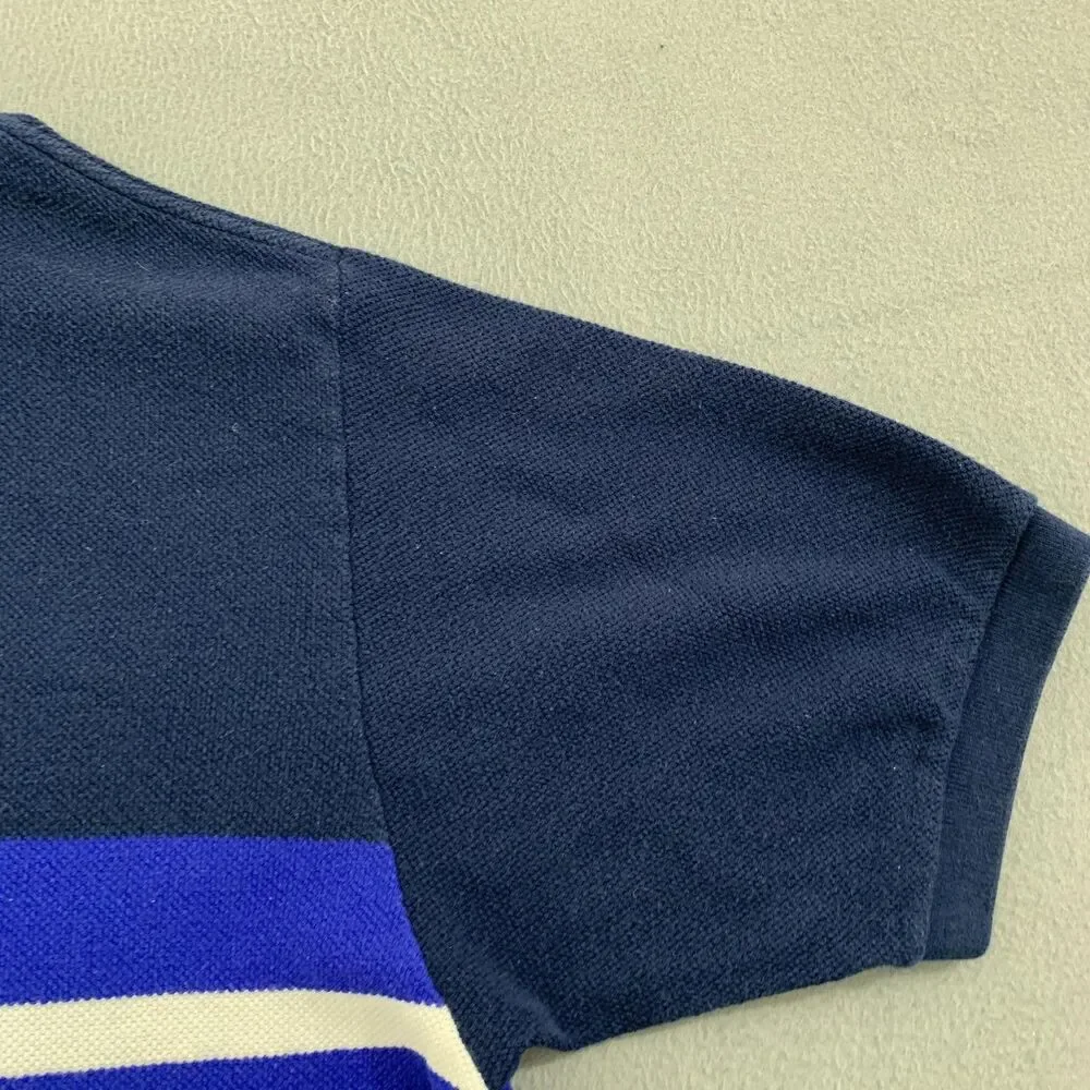 Polo Ralph Lauren Polo Shirt Mens 2XL Navy Blue Stripe Short Sleeve Classic Fit